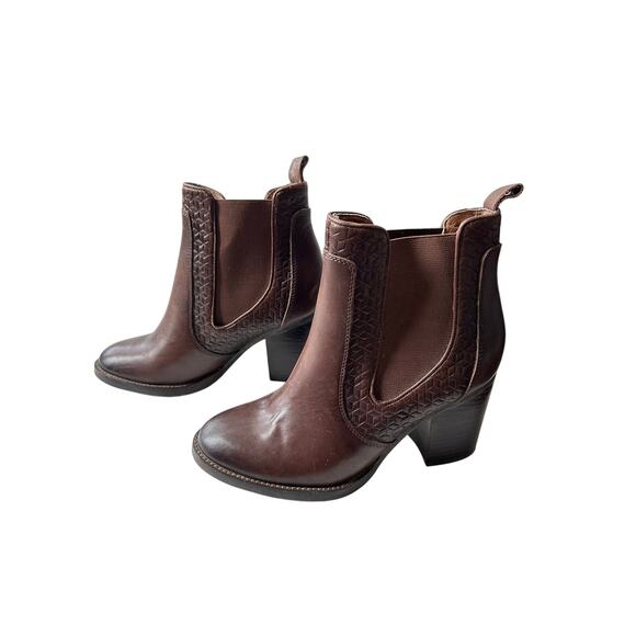 Liebeskind US 6.5 Brown Leather Block Heel Ankle Fall Quiet Luxury Bootie Boot - Picture 2 of 11